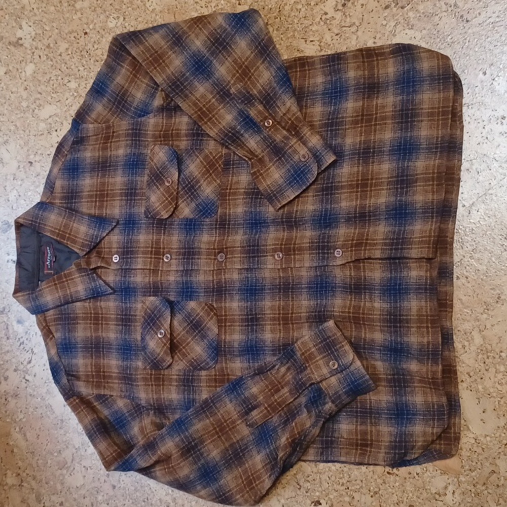 Arrow Vintage 70's Wool Blend Plaid Board Shirt Size XL